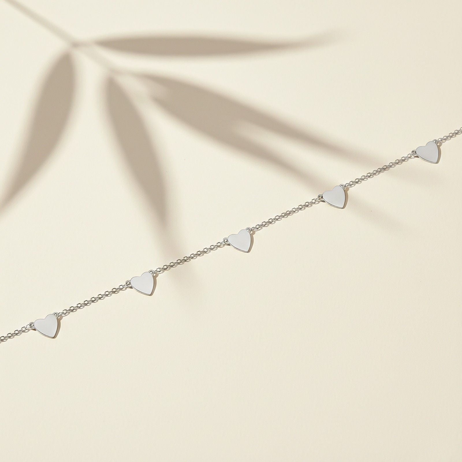 Silver 5 Hearts Dazzling Anklet