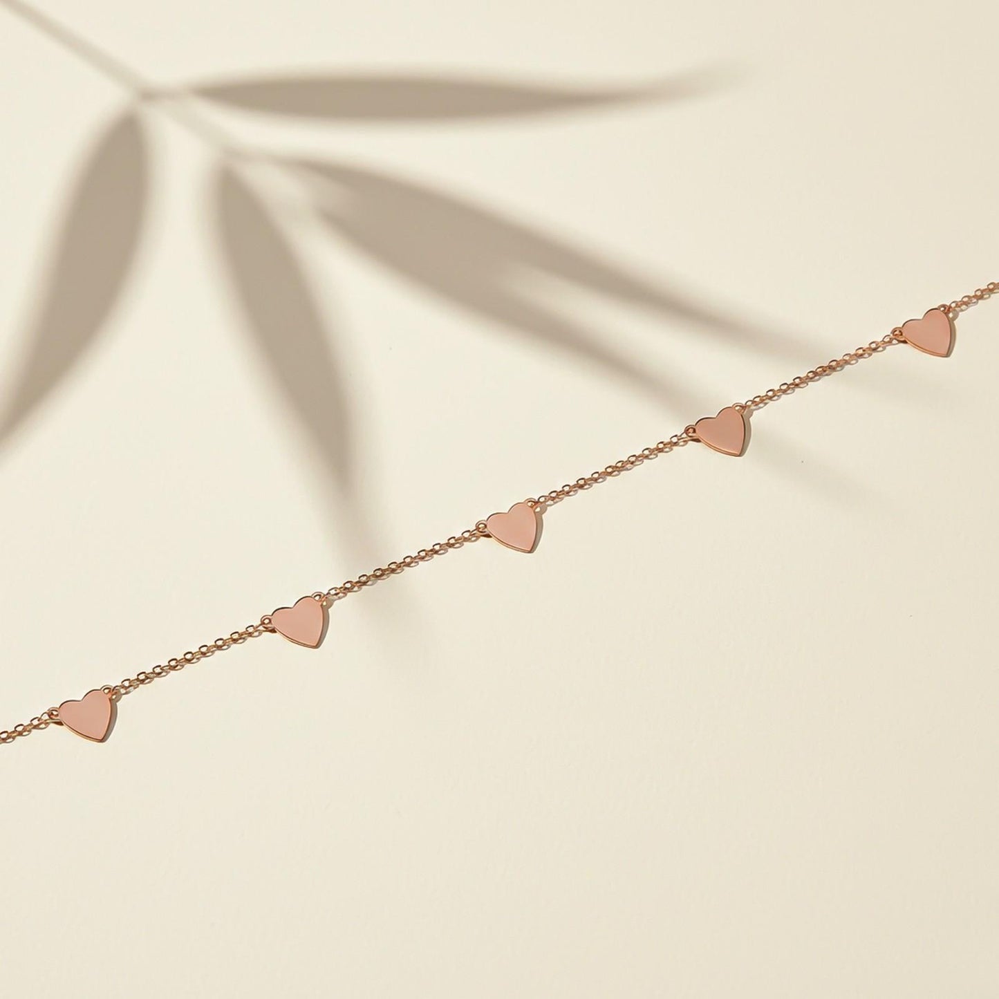 Rose Gold 5 Hearts Dazzling Anklet