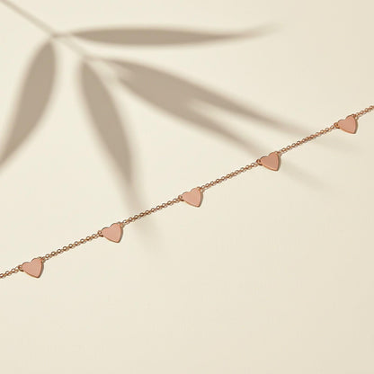 Rose Gold 5 Hearts Dazzling Anklet
