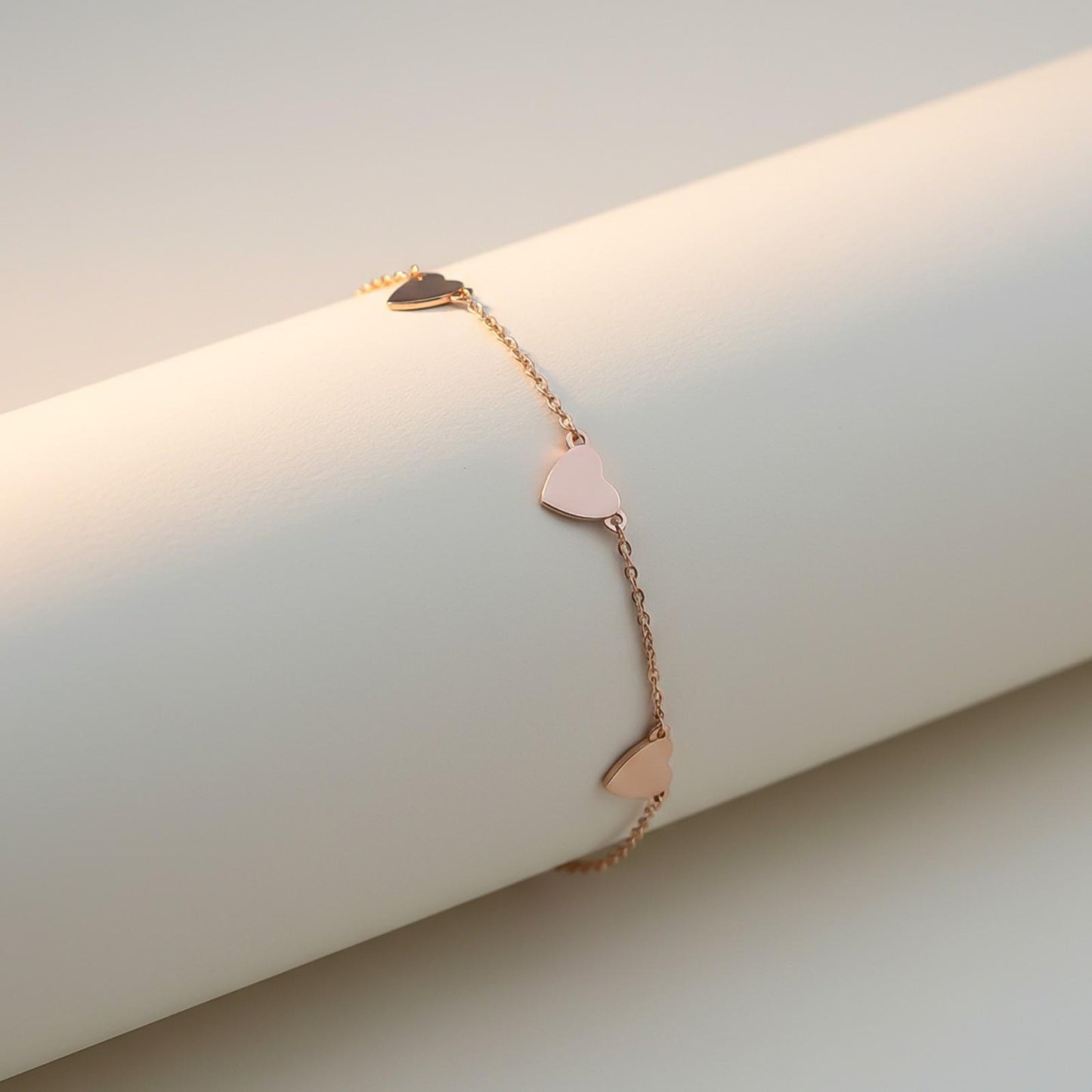 Rose Gold 5 Hearts Dazzling Anklet