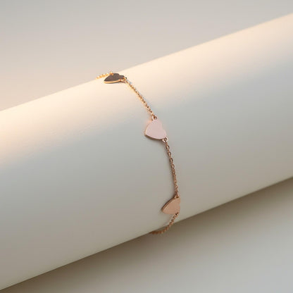 Rose Gold 5 Hearts Dazzling Anklet