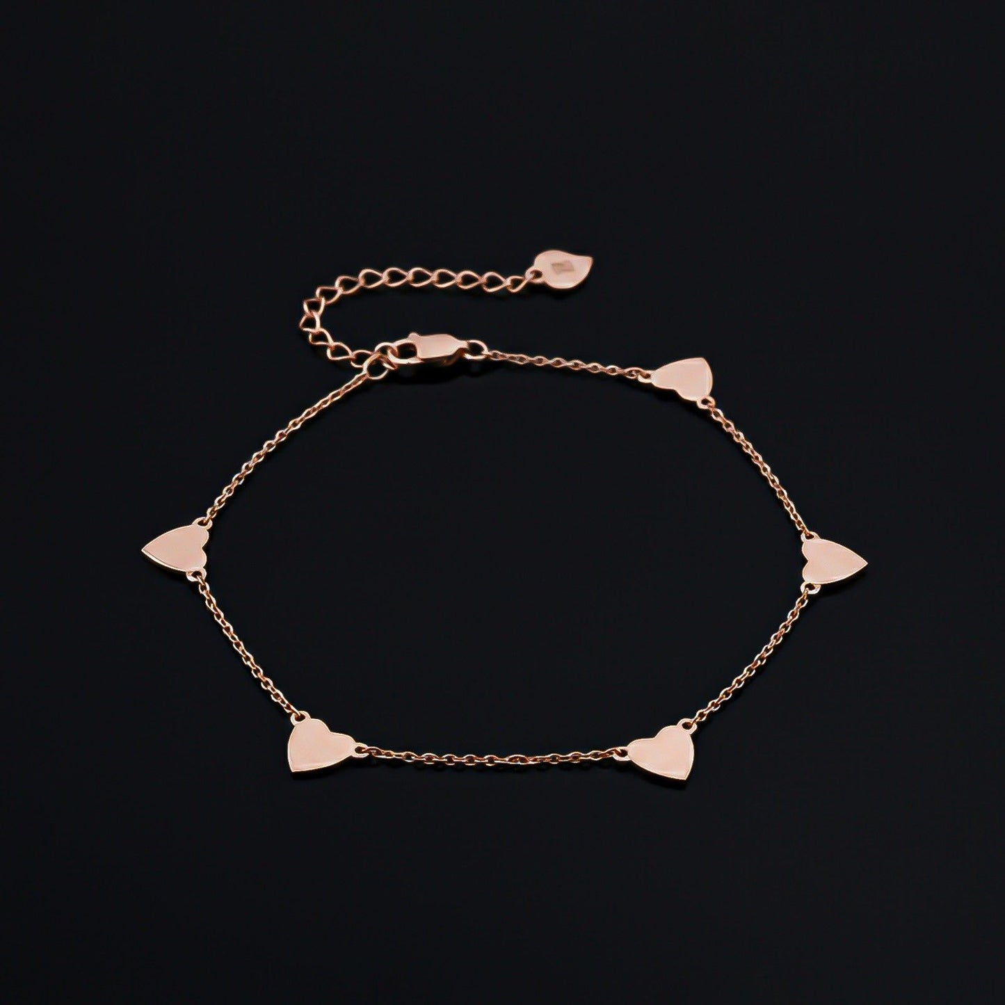Rose Gold 5 Hearts Dazzling Anklet