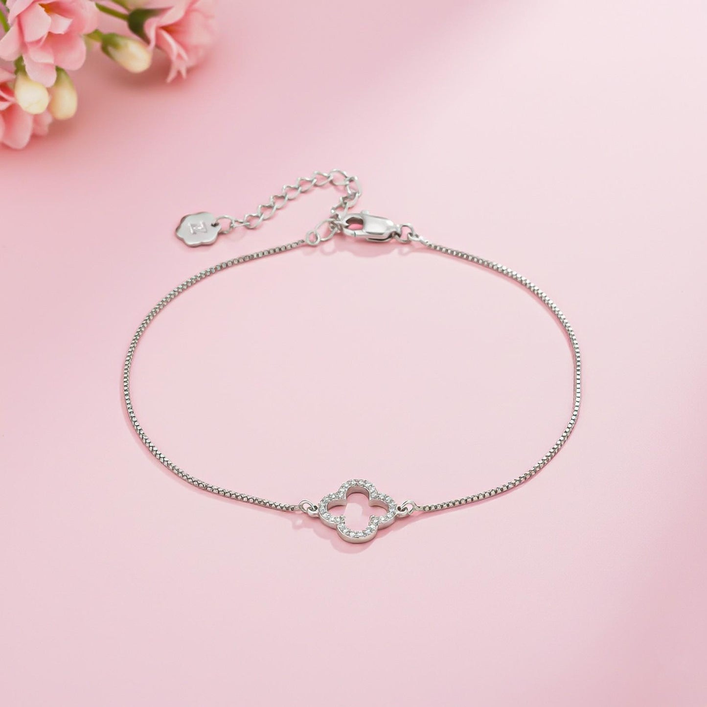 Silver Grace Clover Anklet