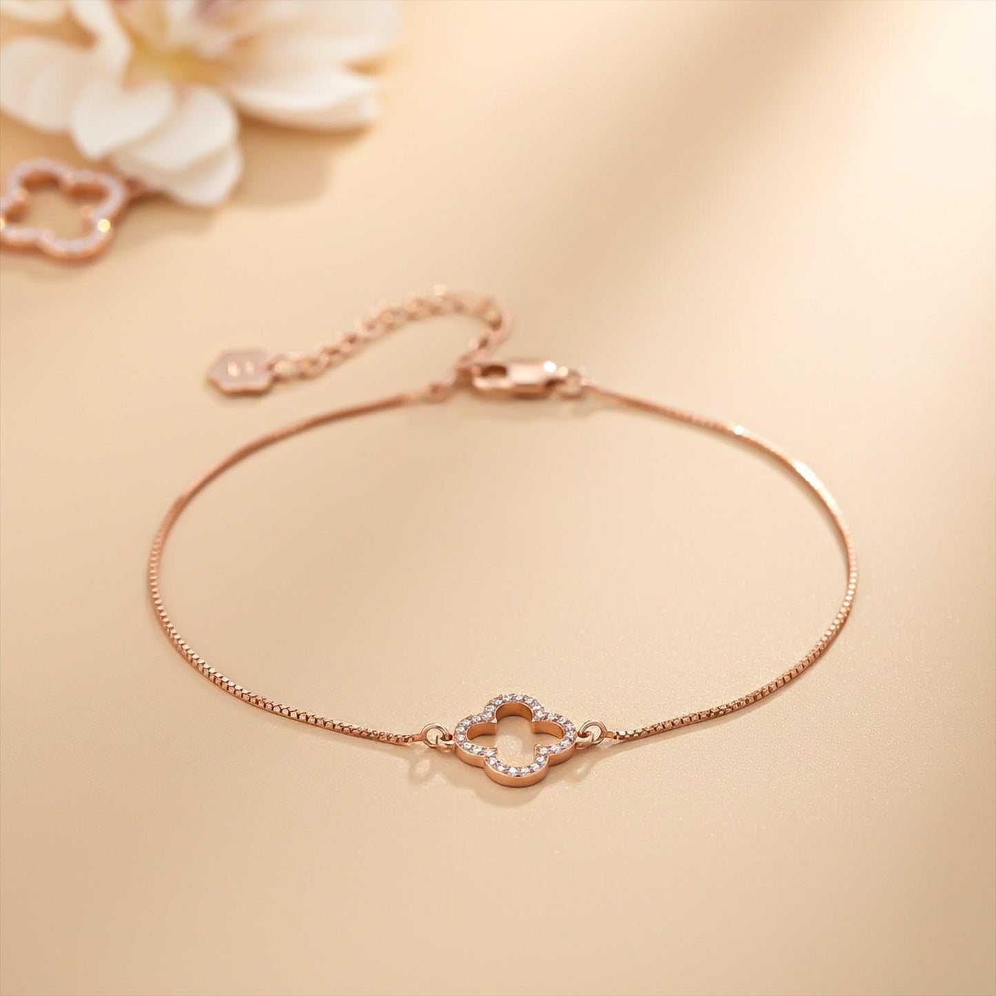 Rose Gold Grace Clover Anklet
