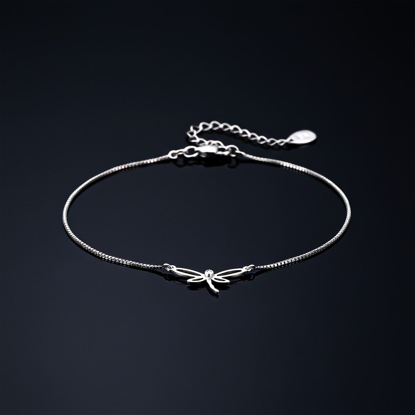 Silver Dragonfly Charm Anklet