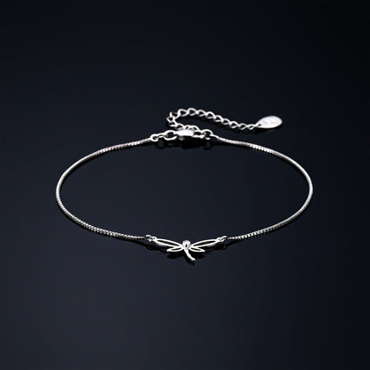 Silver Dragonfly Charm Anklet