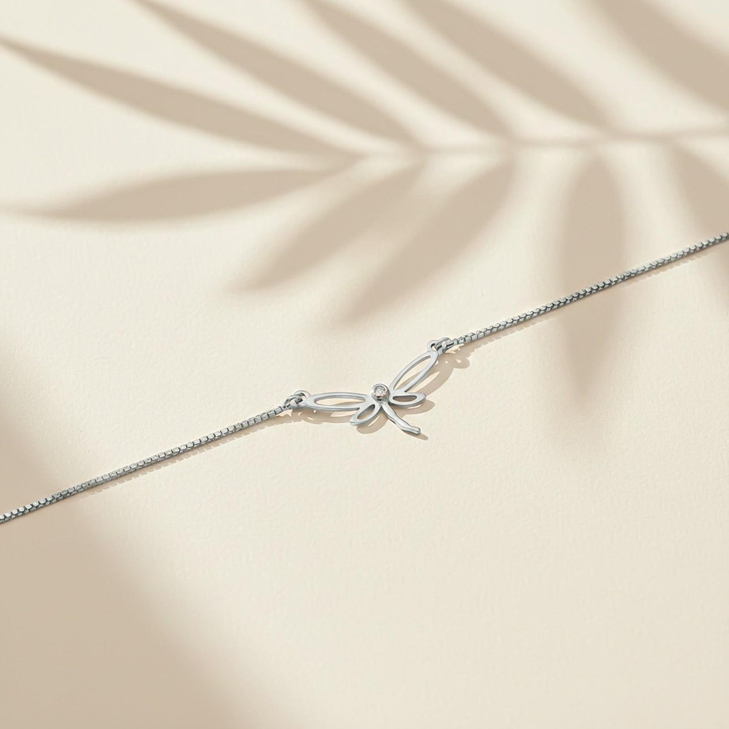 Silver Dragonfly Charm Anklet