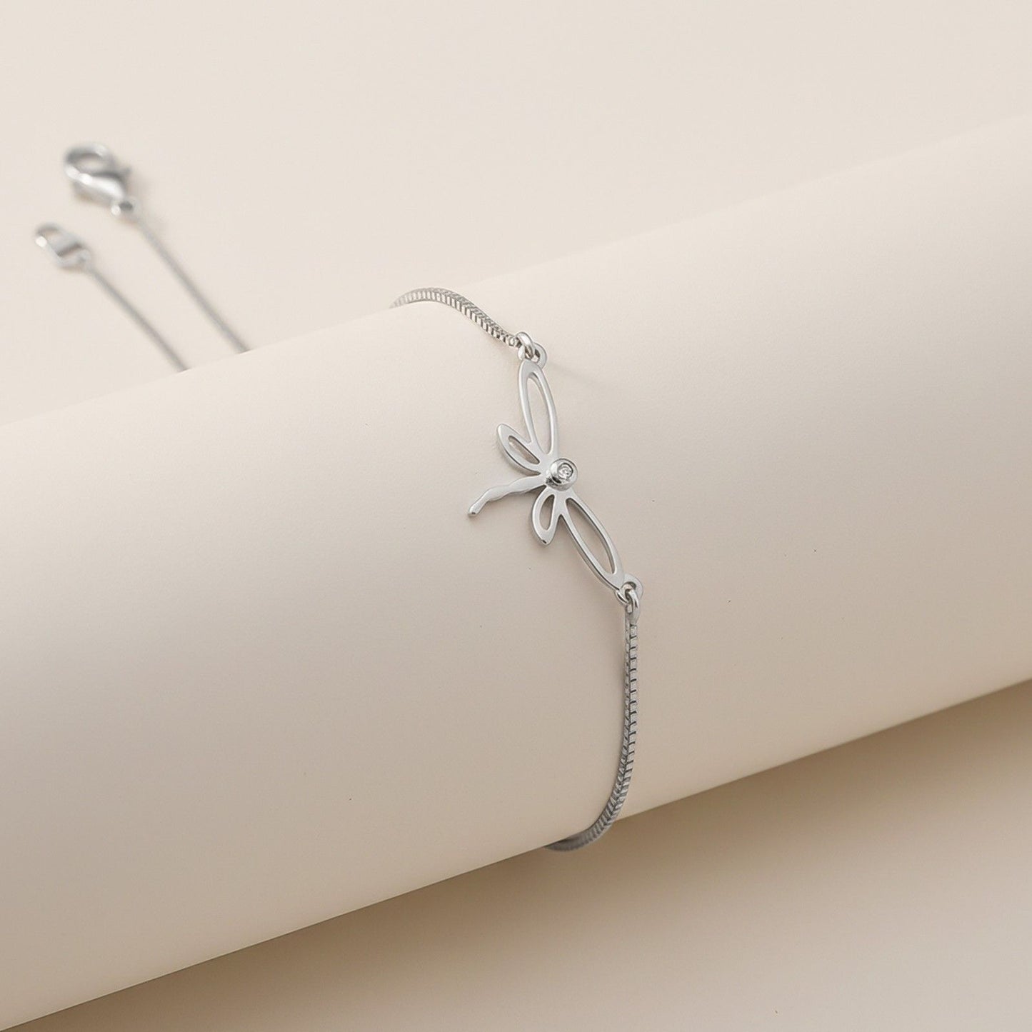 Silver Dragonfly Charm Anklet