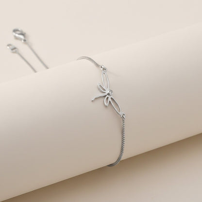 Silver Dragonfly Charm Anklet