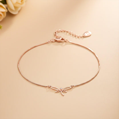 Rose Gold Dragonfly Charm Anklet
