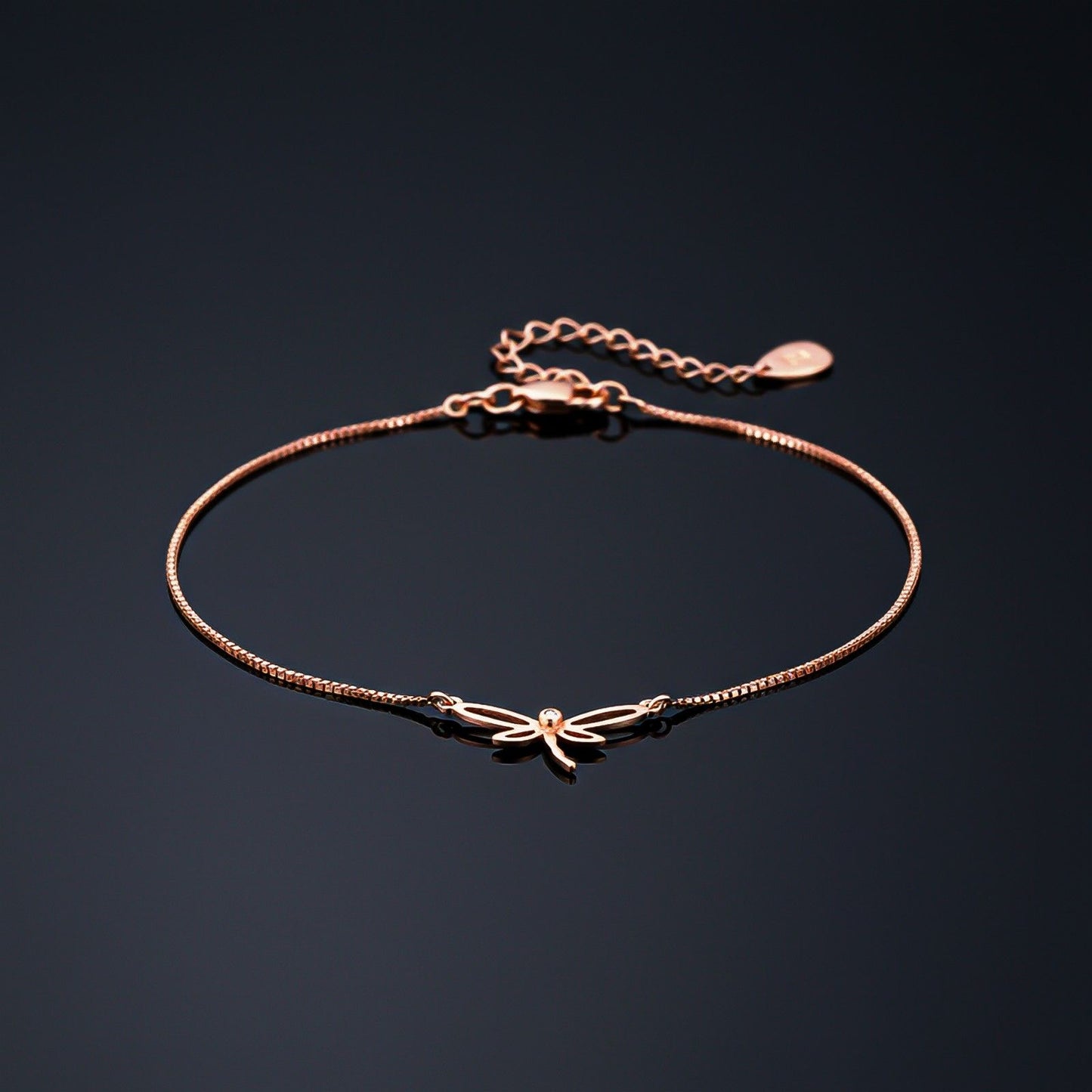 Rose Gold Dragonfly Charm Anklet