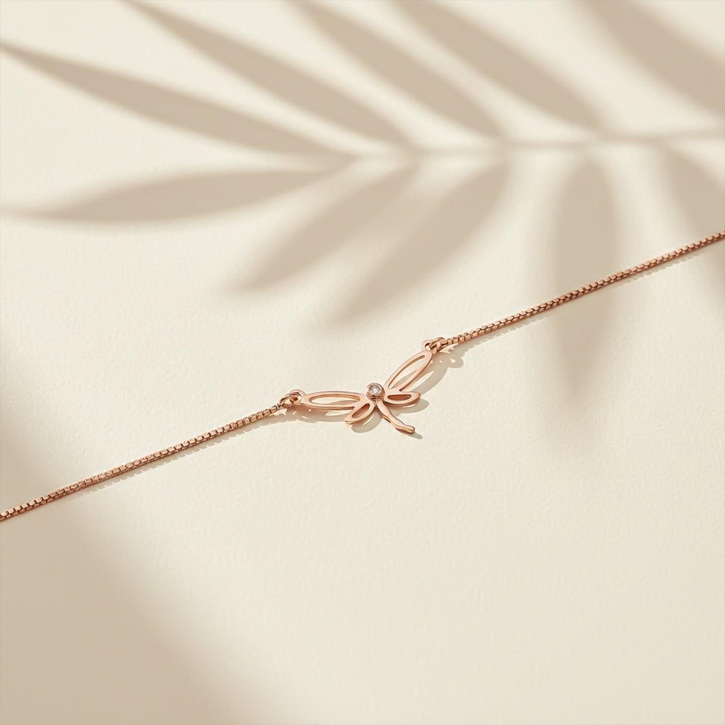 Rose Gold Dragonfly Charm Anklet