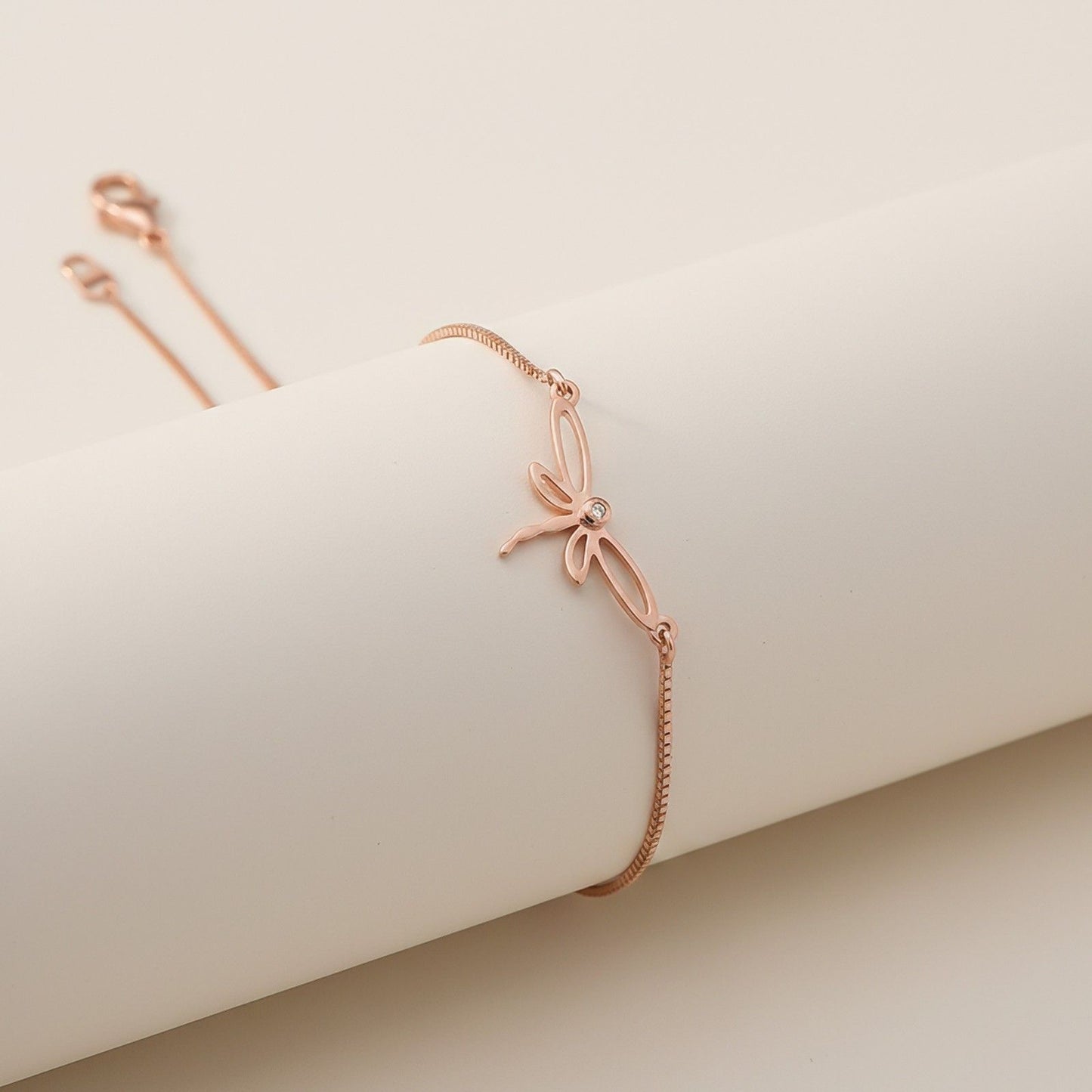 Rose Gold Dragonfly Charm Anklet