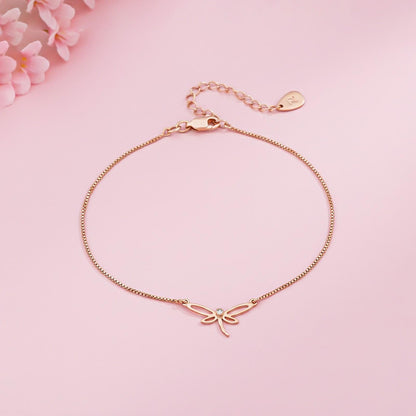 Rose Gold Dragonfly Charm Anklet