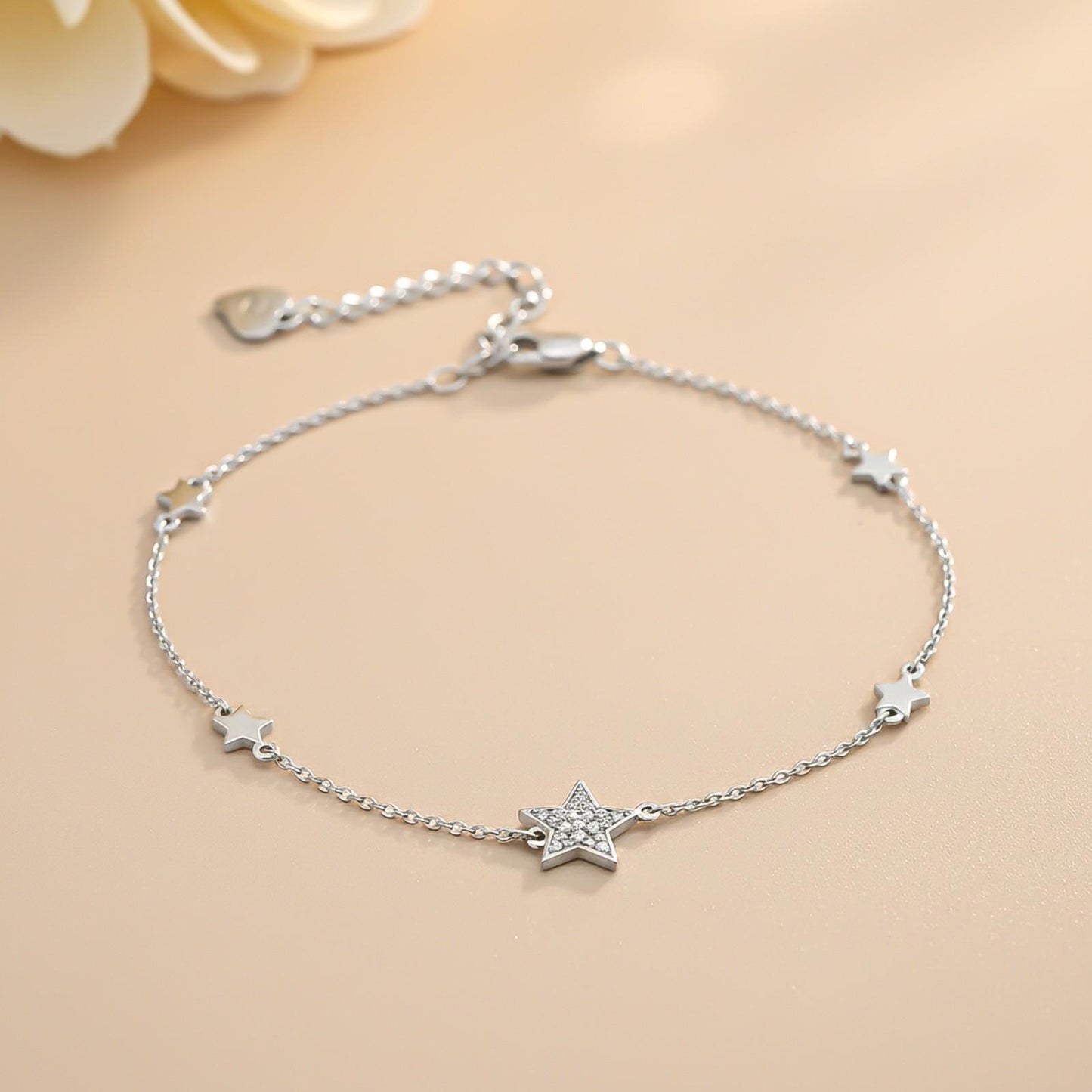 Silver Star Family Anklet
