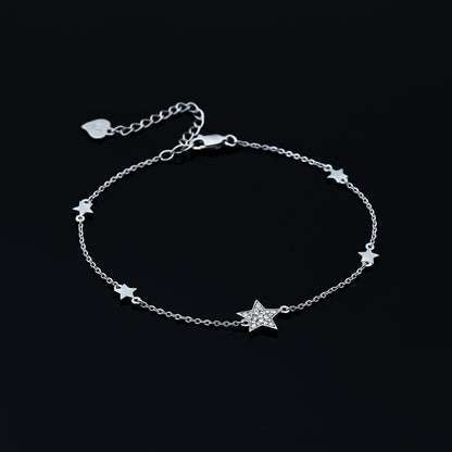 Silver Star Family Anklet