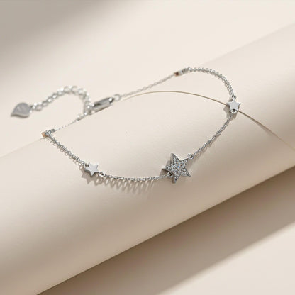Silver Star Family Anklet