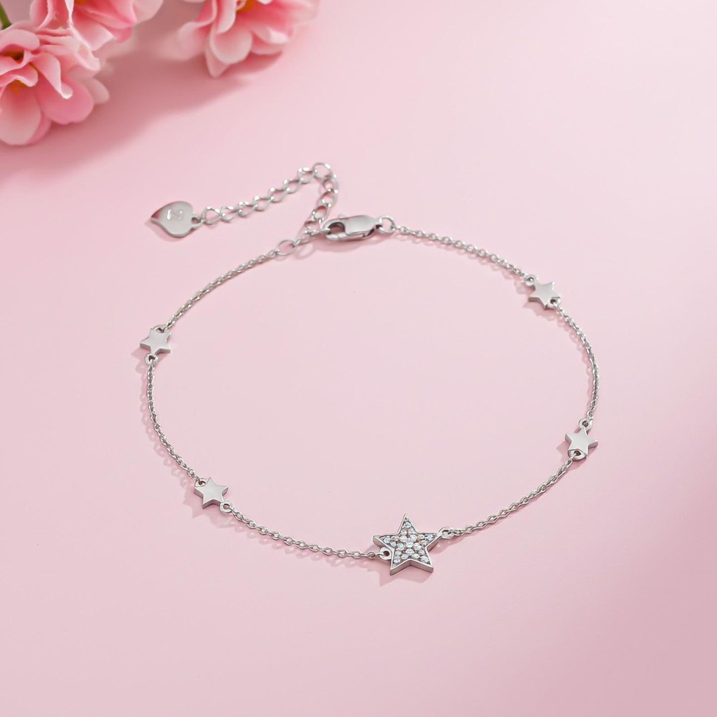 Silver Star Family Anklet