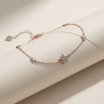 Rose Gold Star Family Anklet