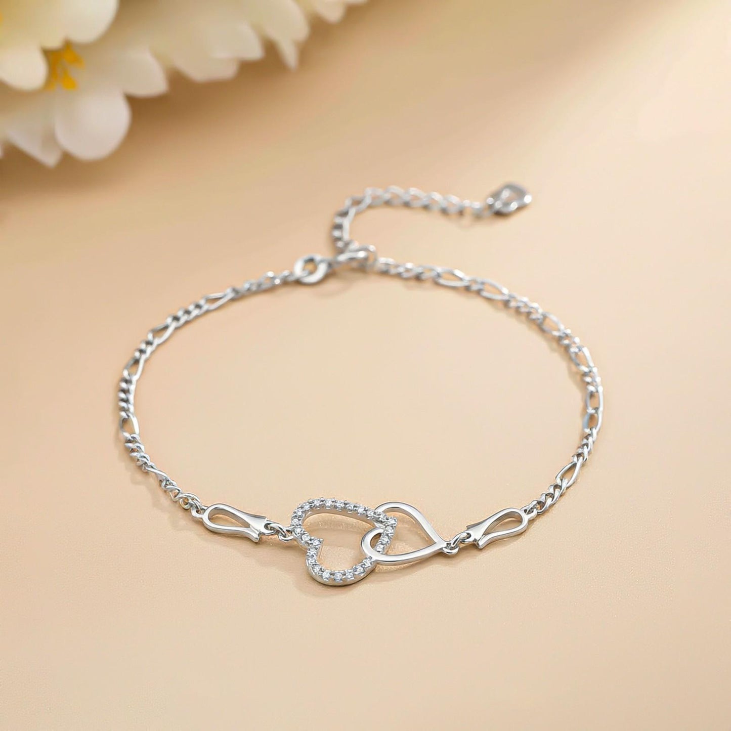Silver Binary Heart Anklet