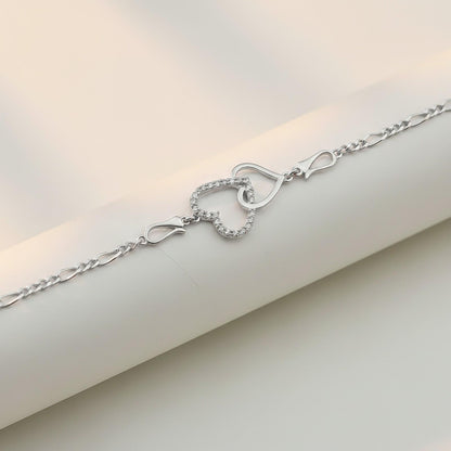 Silver Binary Heart Anklet