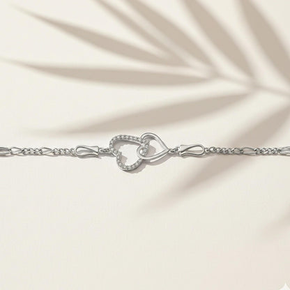 Silver Binary Heart Anklet