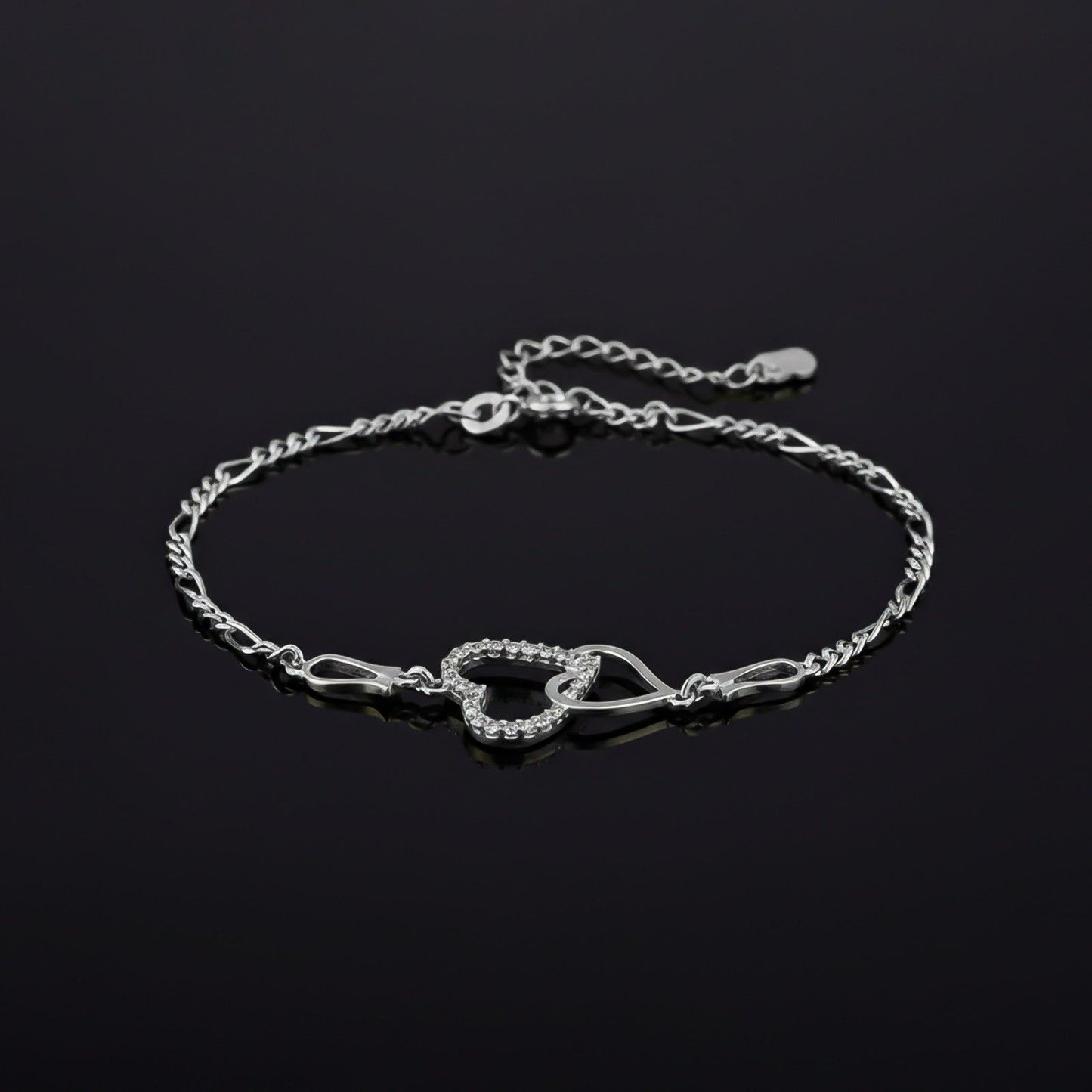 Silver Binary Heart Anklet