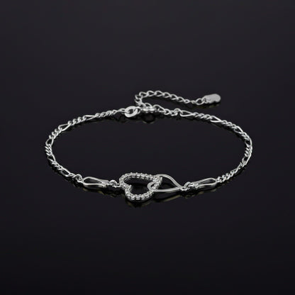 Silver Binary Heart Anklet