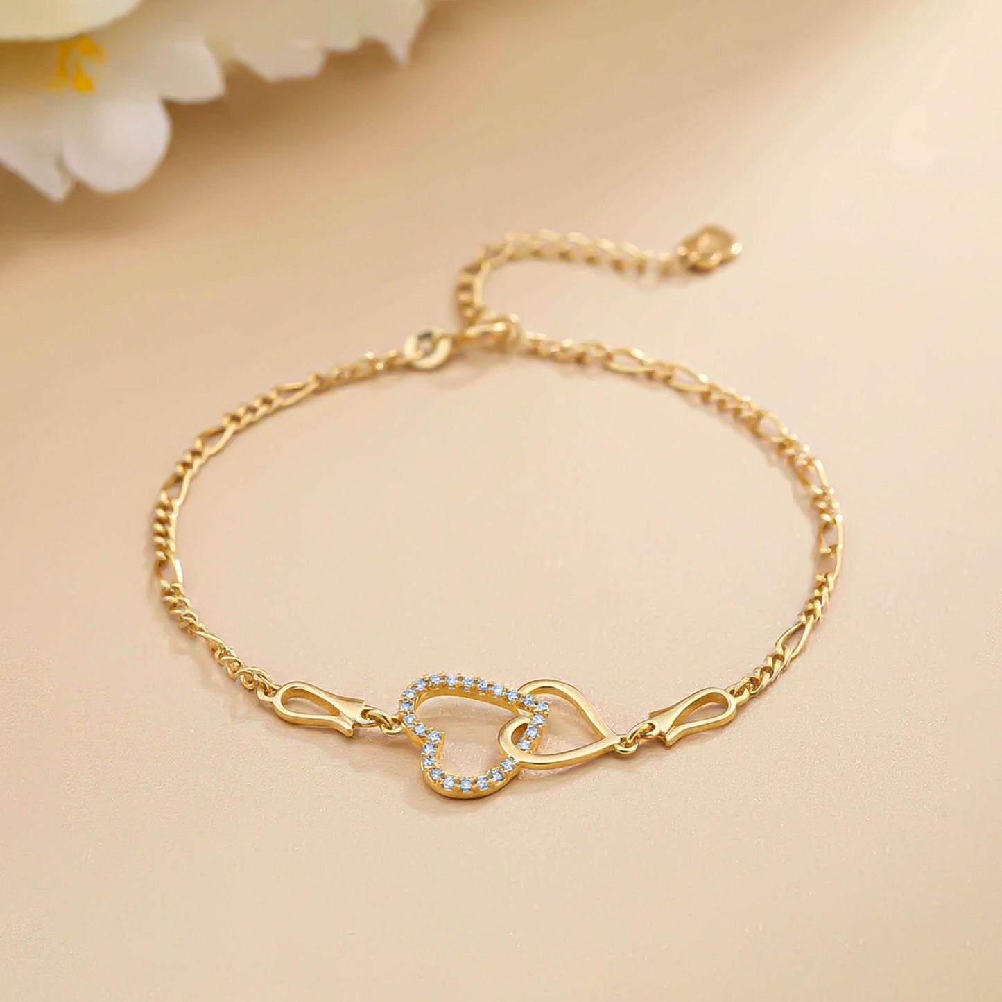 Golden Binary Heart Anklet