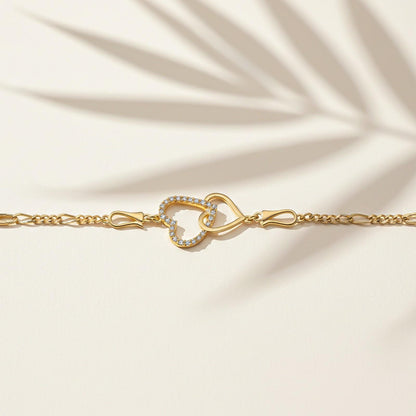 Golden Binary Heart Anklet