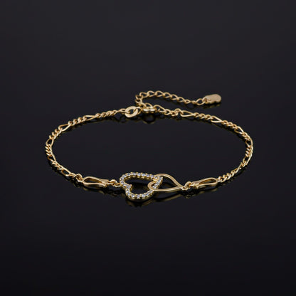 Golden Binary Heart Anklet