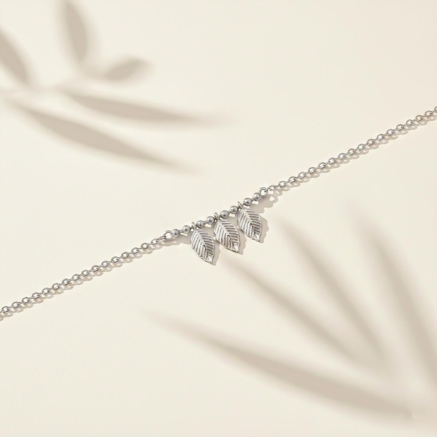 Silver Leafy Anklet For For Women