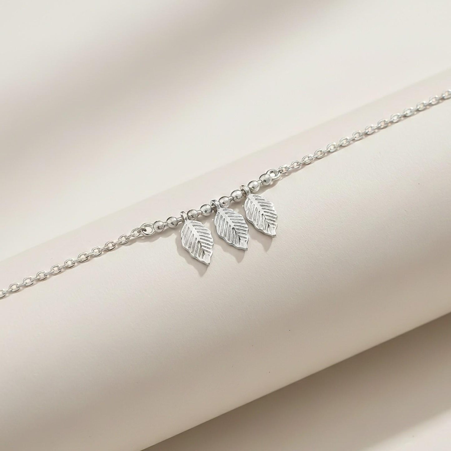 Silver Leafy Anklet For For Women