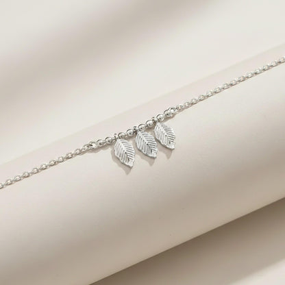 Silver Leafy Anklet For For Women