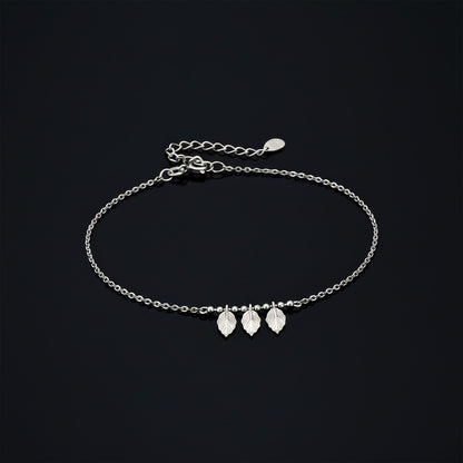 Silver Leafy Anklet For For Women