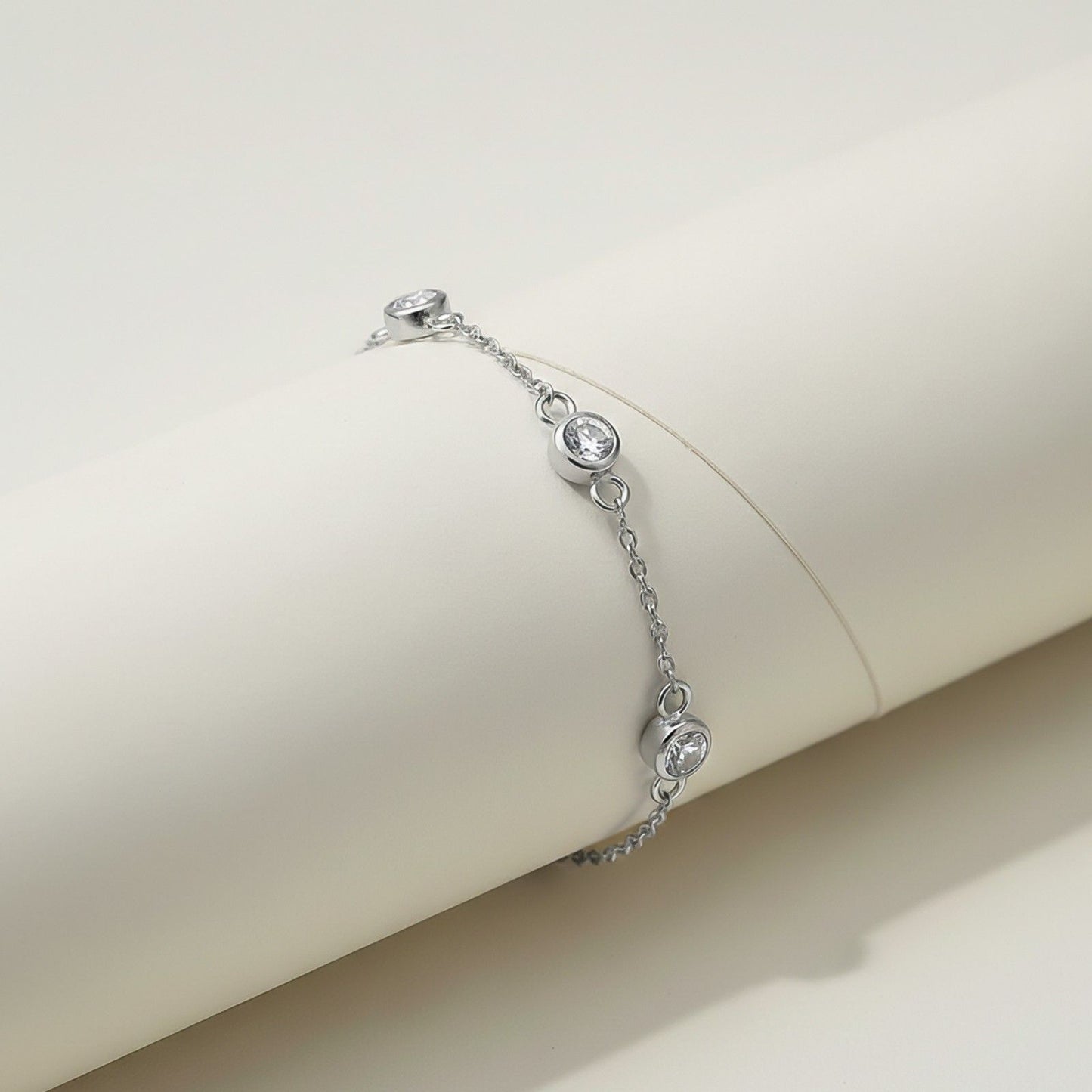 Silver Mellow Bezel Set Anklet
