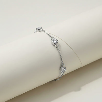 Silver Mellow Bezel Set Anklet