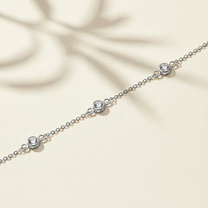 Silver Mellow Bezel Set Anklet