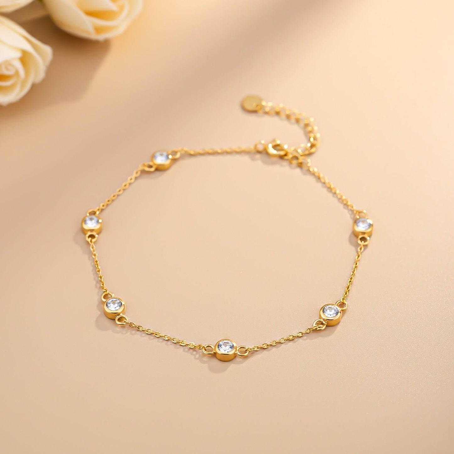 Golden Mellow Bezel Set Anklet
