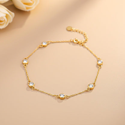 Golden Mellow Bezel Set Anklet