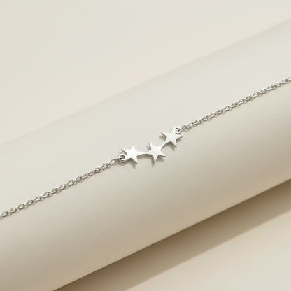 Silver Delicate Stars Anklet For Girls