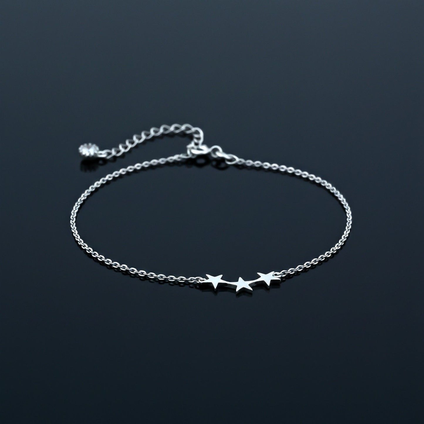 Silver Delicate Stars Anklet For Girls