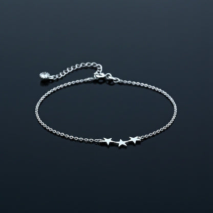 Silver Delicate Stars Anklet For Girls