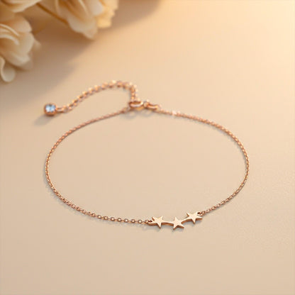 Rose Gold Delicate Stars Anklet For Girls