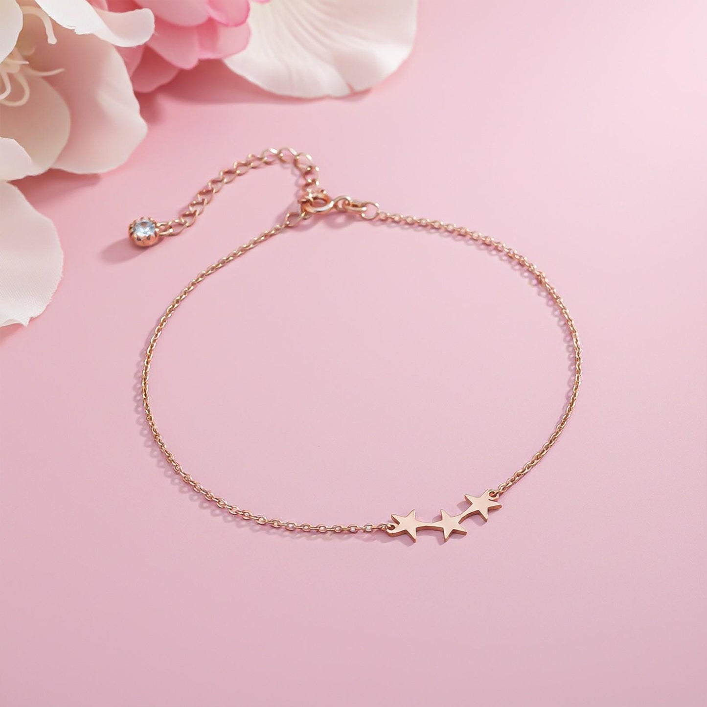 Rose Gold Delicate Stars Anklet For Girls