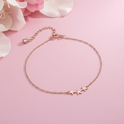 Rose Gold Delicate Stars Anklet For Girls