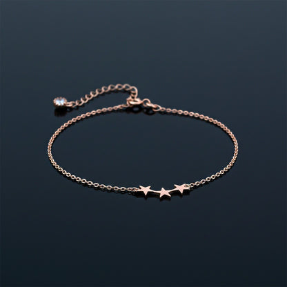 Rose Gold Delicate Stars Anklet For Girls