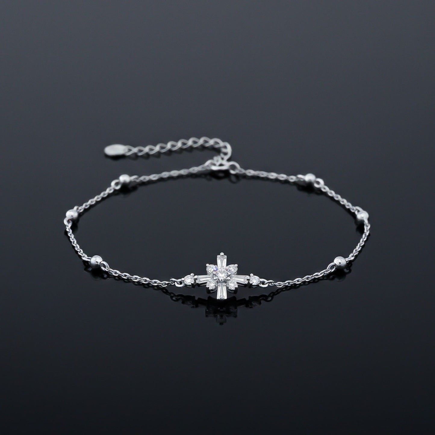 Silver Daisy Flower Anklet