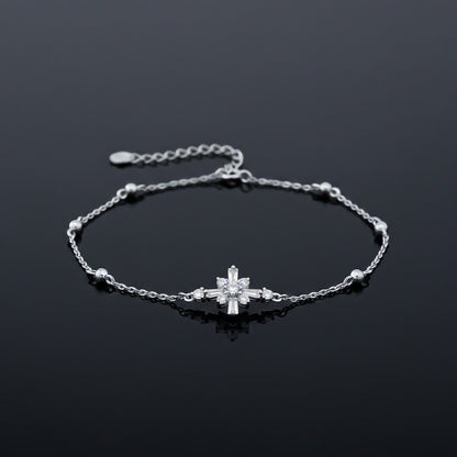Silver Daisy Flower Anklet