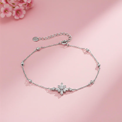 Silver Daisy Flower Anklet